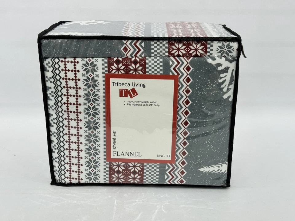 Tribeca Living 4 piezas Juego de edredón 100 % algodón pesado King invierno reno NUEVO Foto 2 de 4