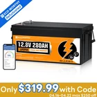 ECO-WORTHY 12V 280Ah Bluetooth LiFePO4 Lithium Battery Certified Refurbished
