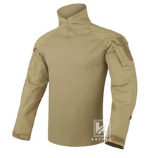 KRYDEX Gen3 Combat Shirt Long Sleeve with Tactical Elbow Pads Tops Khaki Airsoft