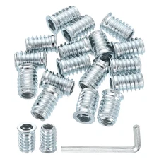 50 Pcs Threaded Insert for Wood, 5/16" - 18 Threaded Studs 20mm Length, Silver