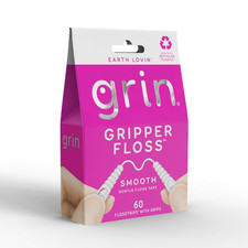 GRIN Gripper Floss, Individually Wrapped Smooth Dental Floss, 60 Count, Minty Fl
