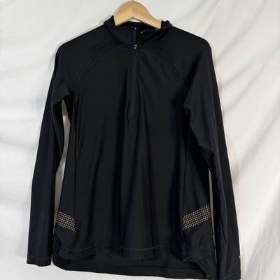Hind Women s Medium Black 3/4 Zip Light Weight Running Long Sleeve Top Active J1