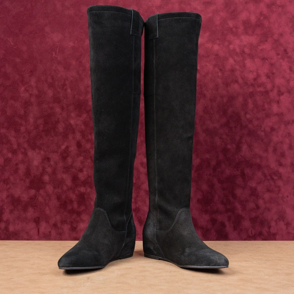 Botas de moda ZIGIny de gamuza negras con tacón de cuña sin cordones talla 7 Foto 2 de 4