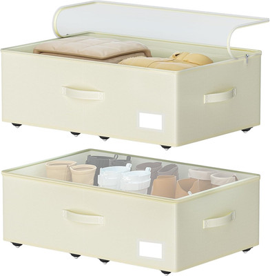 Rolling Under Bed Storage Bins - No Assembly, 10'' Height, Large Capacity