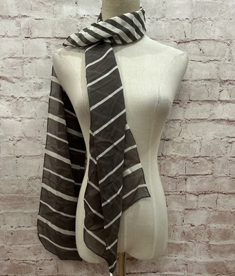 Worth 100% Silk Chiffon Scarf Truffle Brown Champagne Rectangle Sheer 14 x 68''