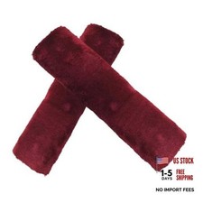 2PCS Car Seat Belt Cover Pad, Soft Faux Sheepskin Seat Belt Protector Burgundy