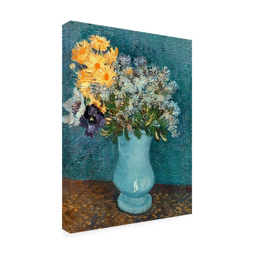 Trademark Art Vase Flowers Canvas Art By Vincent Van Gogh, 18 By 24-Inch