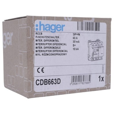 HAGER CDB663D RESIDUAL CURRENT CIRCUIT BREAKER
