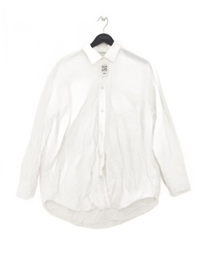 Weekday Women's Shirt S White 100% Cotton Long Sleeve Collared Basic