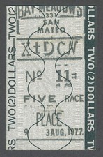 BAY MEADOWS Race Track 1977 Betting Tote Ticket ($2 PLACE)