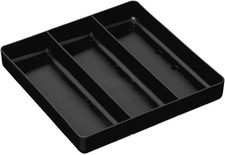 Stackable Home, Office Workshop Tray in Black with 3 Compartments - Ideal for