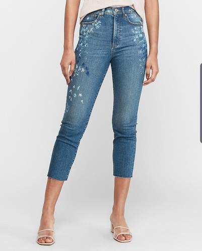 Super High Waisted Paint Splatter Raw 
