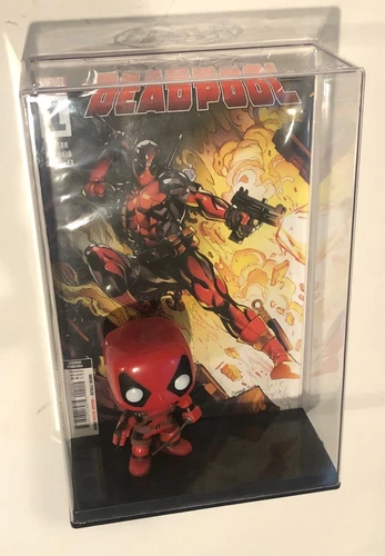 Custom Deadpool # 20 Funko Pop w/ Acrylic Case & Deadpool Issue #1 Comic Book