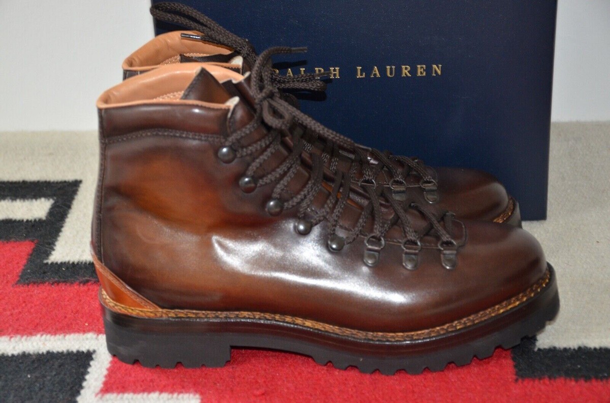Ralph Lauren Purple Label Made in Italy Fidel Hiking Leather Ankle Boots