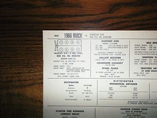 1966 Buick Eight Series Models Wildcat 310 300 Ci V8 Tune Up Chart