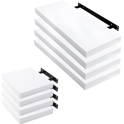 eSituro 4er Set Wandregal Schwebe-Hängeregal Wandboard MDF 45-100cm Weiß SWS11