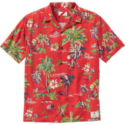 Best Made Co. x Kahala Hawaiian Rayon Men's Loop Collar Camp Shirt Red - NWT