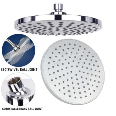 Round Shower Head 8 inch Chrome Stainless Steel Large Rainfall Overhead ...