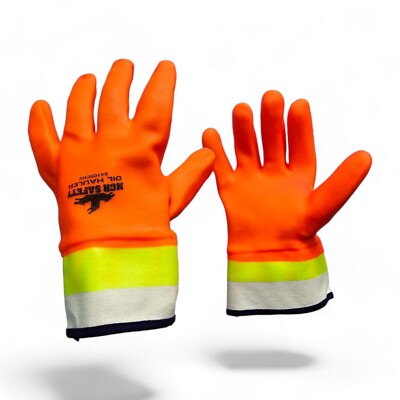 MCR 6410SCHV Oil Hauler Double Dipped Work Gloves Hi-Visibility Orange, 1 Pairs