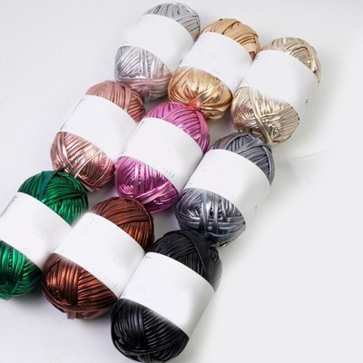 Metallic T-Shirt Yarn 87.48yd Fabric Knitting Yarn for Crocheting 100g Per Roll