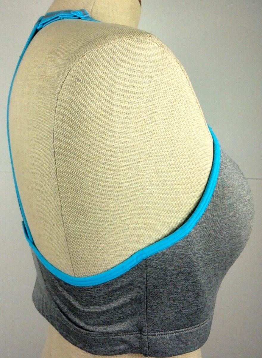 Danskin Now RN 86752 Gray Pullover Racer Back Sports Bra Size 38 D