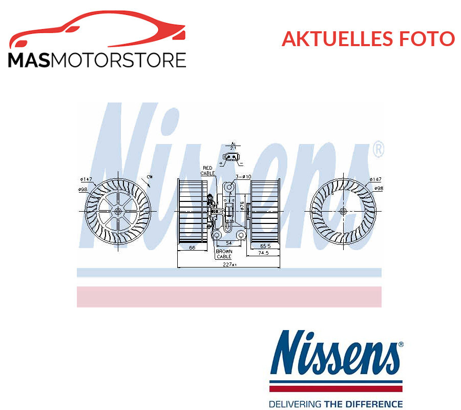 HEIZUNGSGEBLÄSE GEBLÄSEMOTOR INNENRAUMGEBLÄSE NISSENS 87114 L FÜR BMW 5,X5