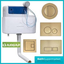 Slimline Pneumatic Concealed Dual Flush Cistern with Brushed Brass Buttons