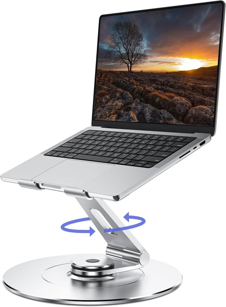 Ergonomic 360 Rotating Laptop Stand with Portable Riser for Desk