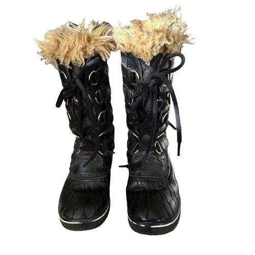 Sorel Tofino Waterproof Boots Women’s Size 7 Winter Black Fur Trim Quilted - Picture 5 of 10