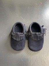 Baby Moccasins Blue Fringe 0-3 Months