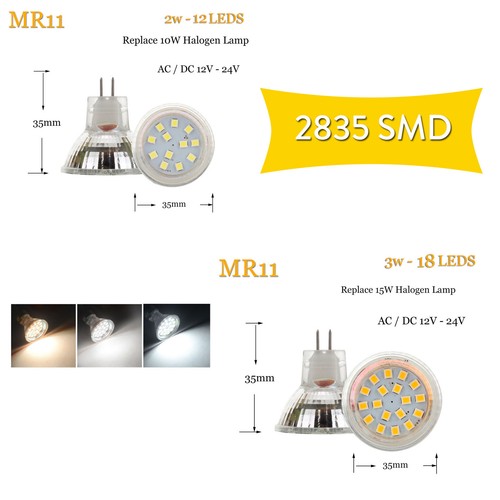 2W 3W 4W MR11 LED Bulb Spotlight 12-24V 5733 2835 SMD 10W 20W Equivalent Lamp RH - Picture 5 of 14