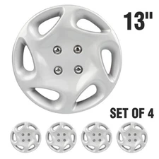 4Pcs 13 Inch Black Wheel Hub Caps Snap On For R13 Tire & Rim Wheel Covers Kit