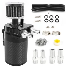 muge racing Carbon Fiber Universal Oil Catch Can Tank Kit Polish Baffled Rese...