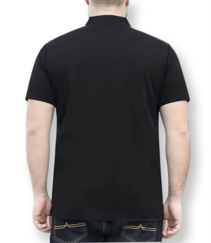 Henley T-Shirt Men Black Size 4X Big n Tall Collared Button Short Sleeve NEW - Picture 3 of 3