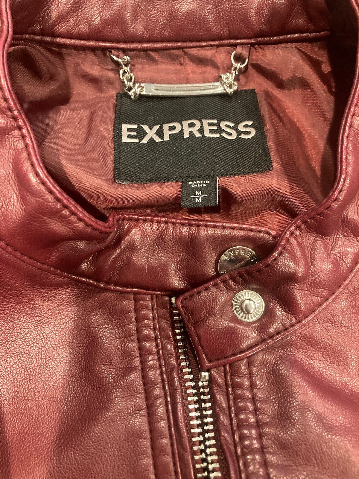 Express Maroon Bomber Jacket Polyurethane Viscose… - image 4