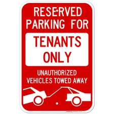 Reserved Parking Sign, Tenants Parking Only Sign, No Parking,