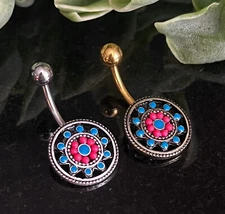 1pc Aztec Tribal Sun Belly Ring Pierced Navel Naval Piercing Body Jewelry