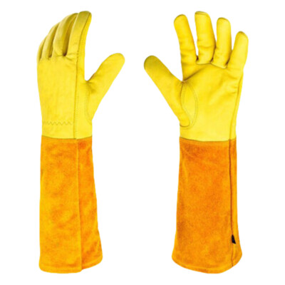 Gartenhandschuhe mit Unterarmschutz Blumenstulpe gelb bestes Gartengeschenk