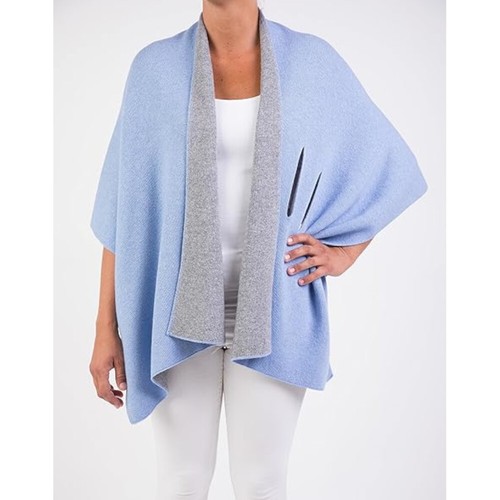 Marenza poncho con nodo davanti misto cashmere donna incrociato bicolore - Foto 4 di 72