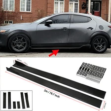 78.7" Universal Car Fiber Side Skirt Extension Rocker Panel Splitter Lip Black