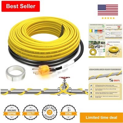 Self-Regulating Heat Tape for Metal and Plastic Pipes - 12ft Pipe Heat Cable