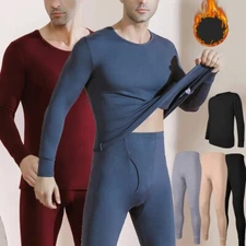 Men's Thermal Underwear Thickened Fleece Lined Soft Warm Set Long Johns