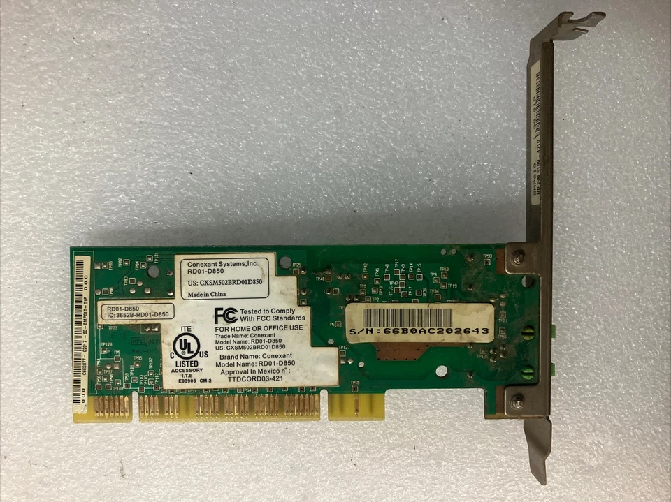 Conexant RD01-D850 PCI V92 56K Dial-Up Data Fax / Modem CARD ~ - Image 4 of 4