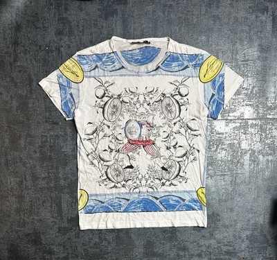 Dolce & Gabbana Printed Vintage t-Shirt Blau weiß Designer Größe S