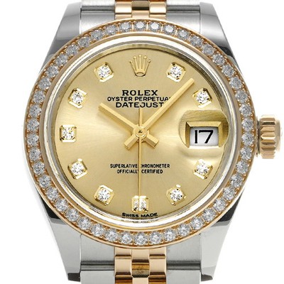 Rolex Lady Datejust 28 279383RBR Champagne Diamond Automatic Watch #W306