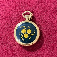 Seiko Vintage Pocket Pendant Watch 1400-0800 Gold Rose Back Quartz Japan Rare