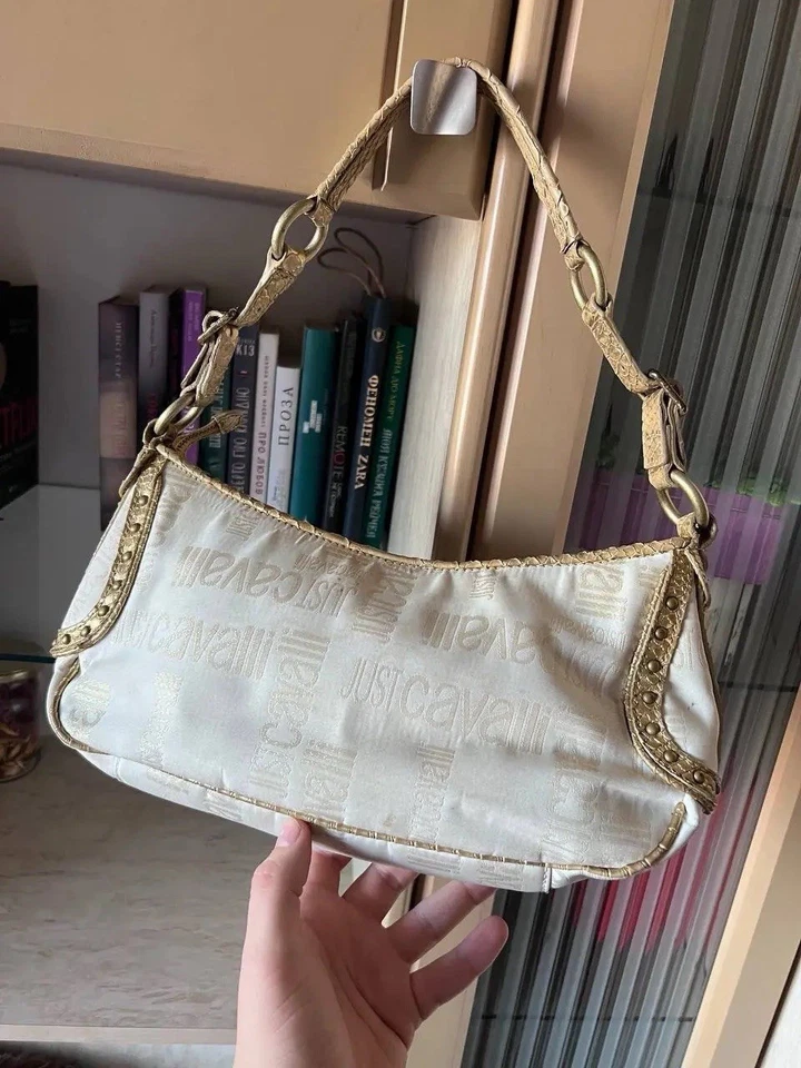 Bolso de cuero de lona con monograma italiano vintage Just Cavalli/Roberto Cavalli Y2k Foto 4 de 4