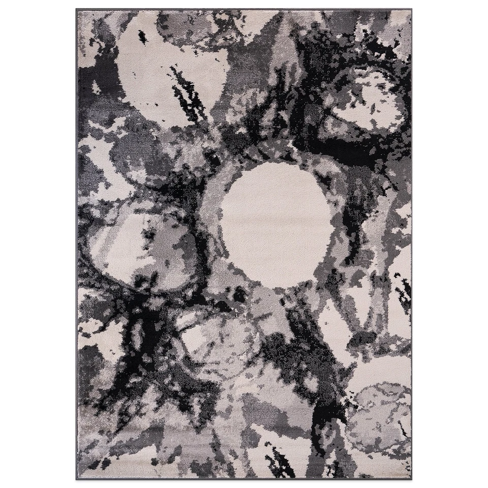 Rugshop Black Rug Contemporary Abstract Circles Carpet Living Room Rugs 8x10 Rug - Image 2 of 4