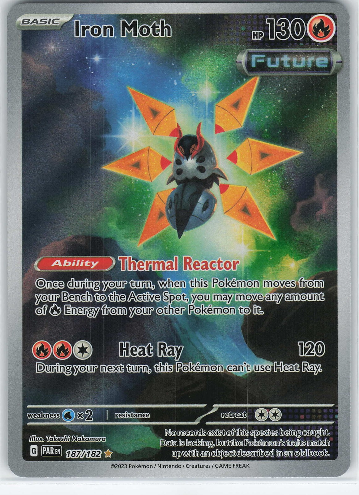 Iron Moth - 187/182 Illustration Rare Holo SV04: Paradox Rift NM Pokémon