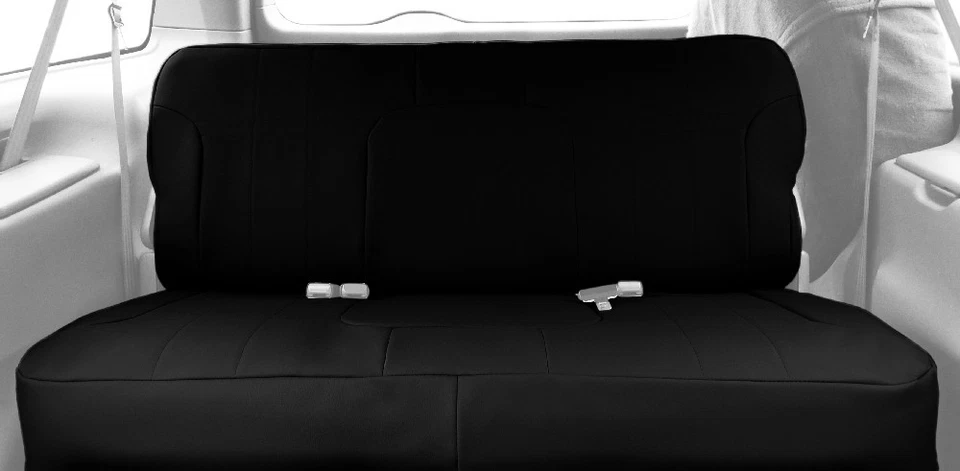 Fundas de asiento de auto CalTrend para Ford F-350 1994-1997 negras imitación cuero personalizadas Foto 2 de 4